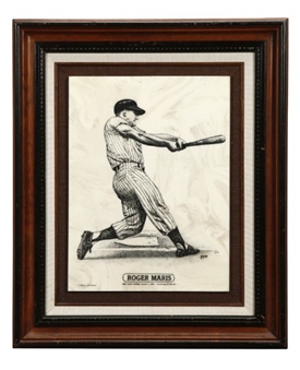 Roger Maris Marble Etching with Signed Certificate